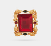 Antique finish red stone ring